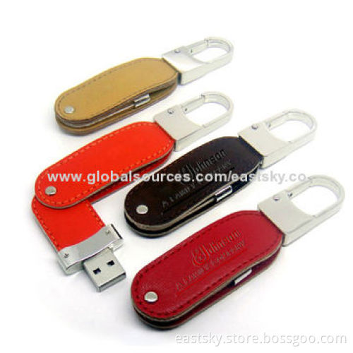 Promotional Leather Twist USB Flash Drive, Supports Hot-swap Capability and Plug-and-play Function